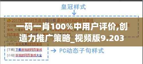 一码一肖100%中用户评价,创造力推广策略_视频版9.203