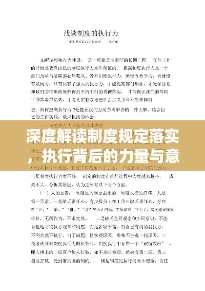 深度解读制度规定落实，执行背后的力量与意义